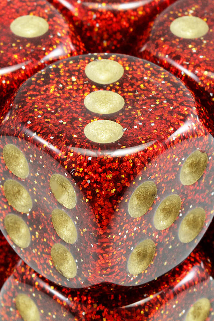 Glitter Ruby Red Dice d6 Set