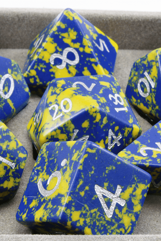 Blue and Yellow Gemstone Dice