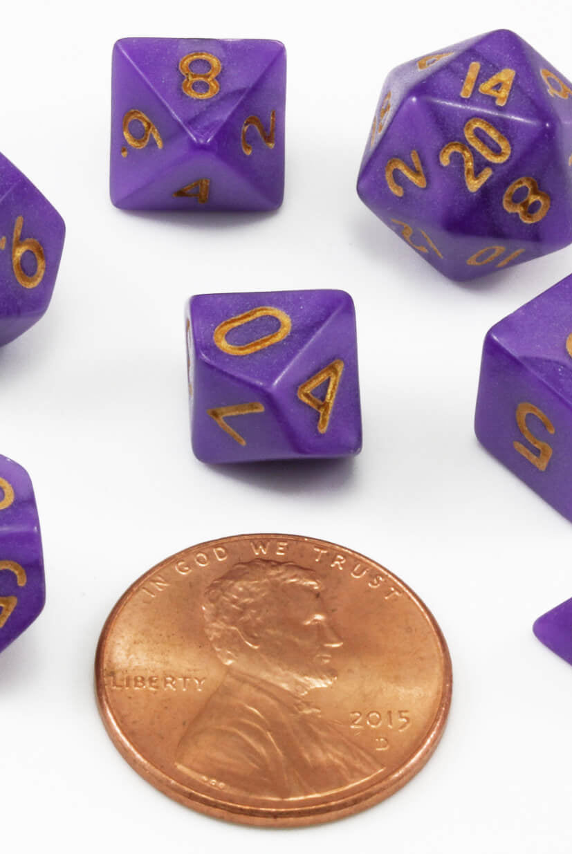 Purple mini d&D dice
