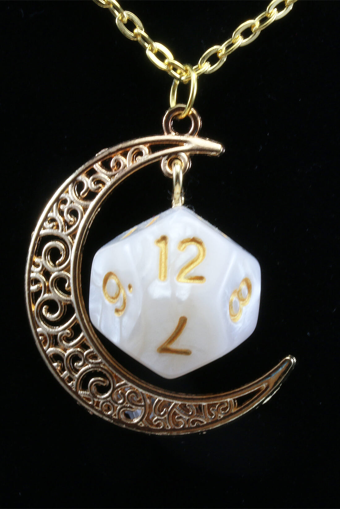 DnD d12 Necklace Pearl