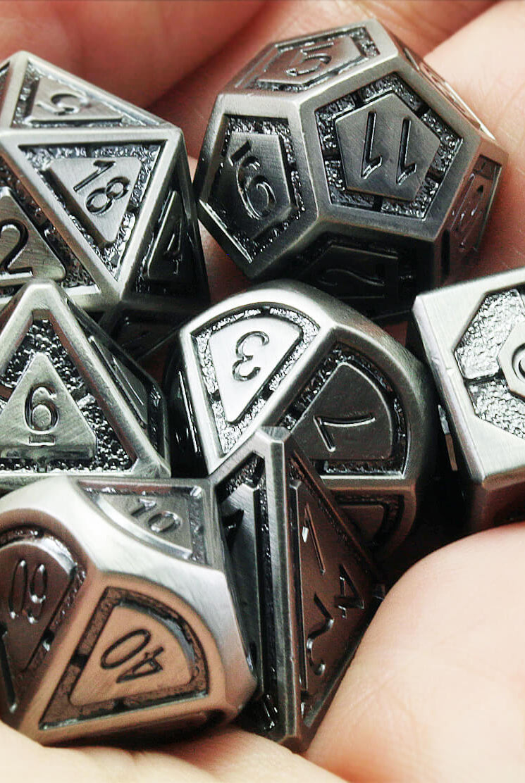 Assassin D&D Dice Antique Silver 3