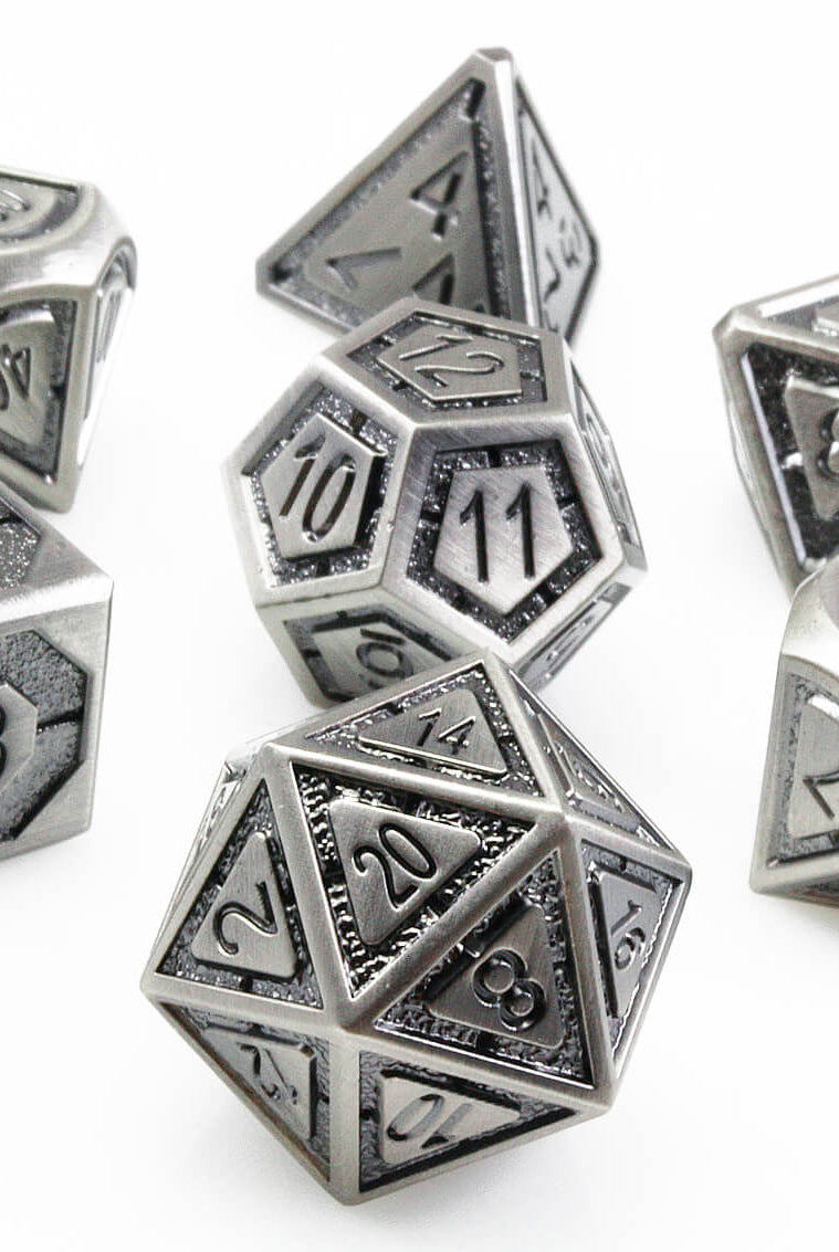 Assassin D&D Dice Antique Silver