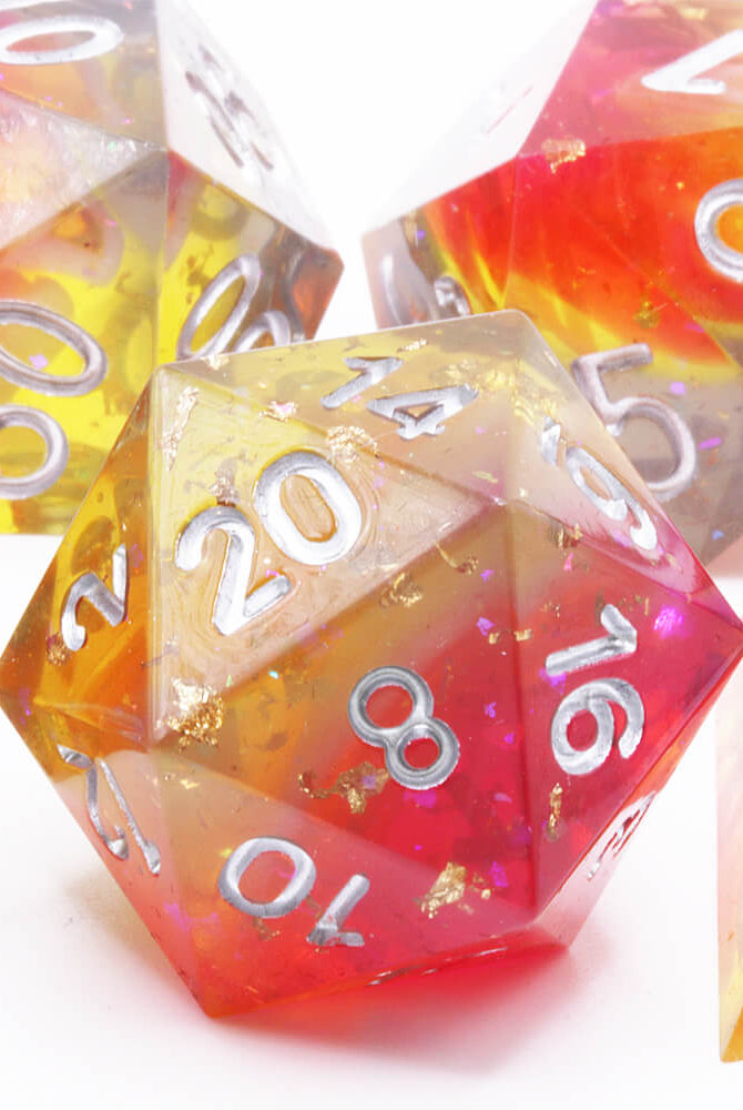 Purple Yellow DnD Dice