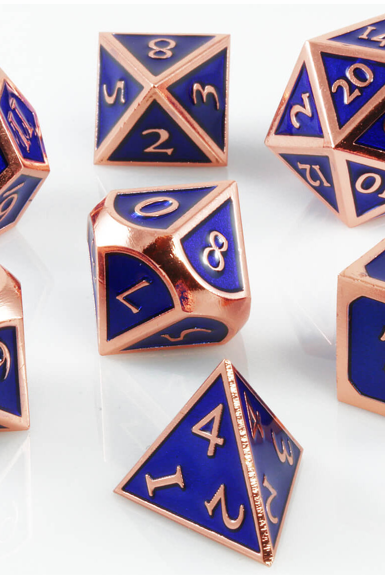 D&D blue metal dice