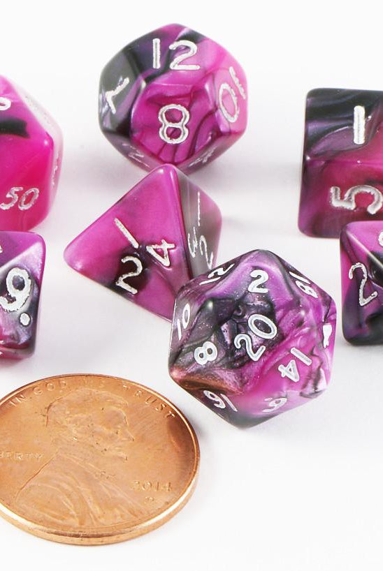 mini toxic dice pink black