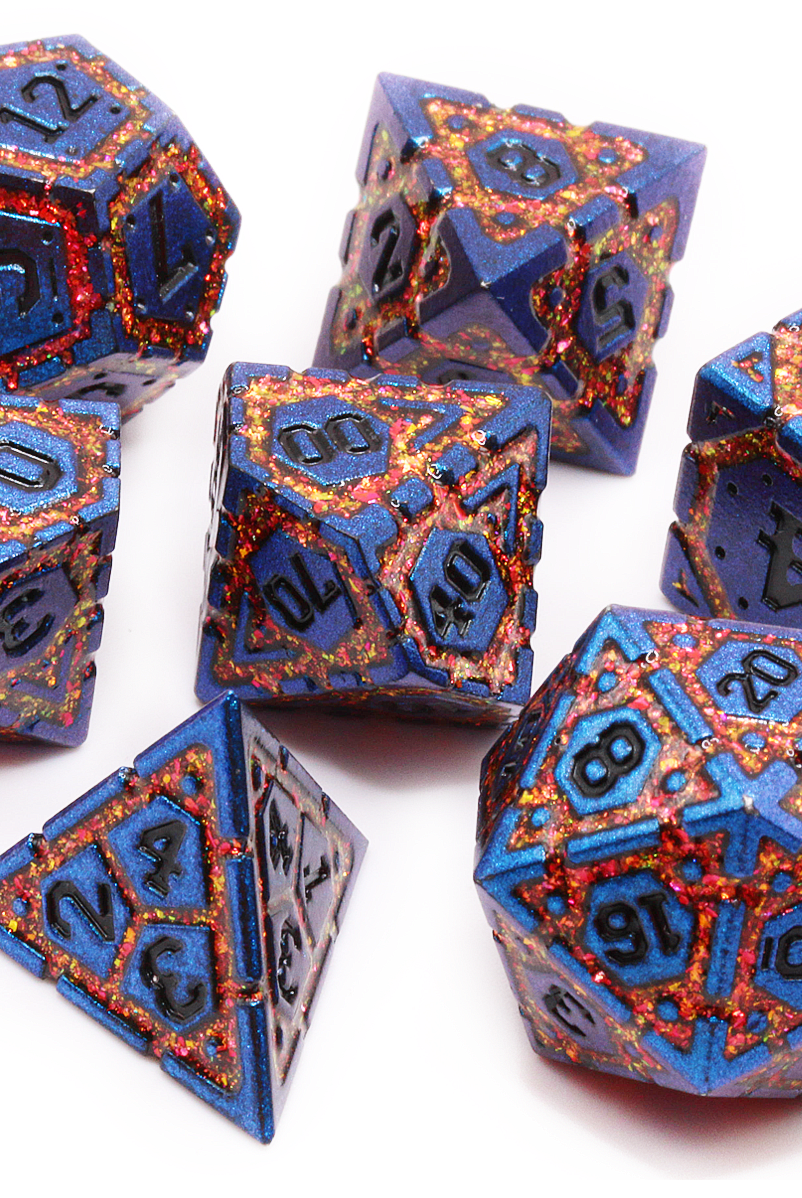 Mythic Armor Dice Set Color shift purple and orange