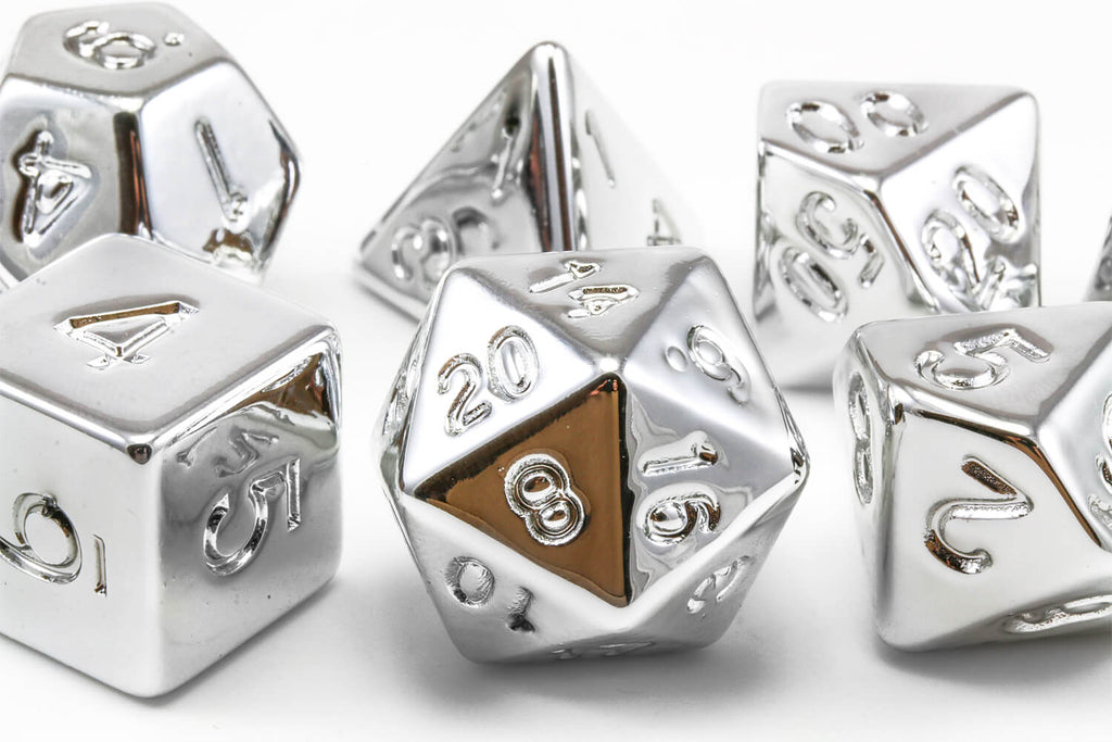 Plated Dice Set Molten Silver