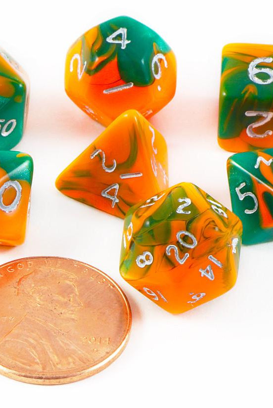 mini toxic dice orange green