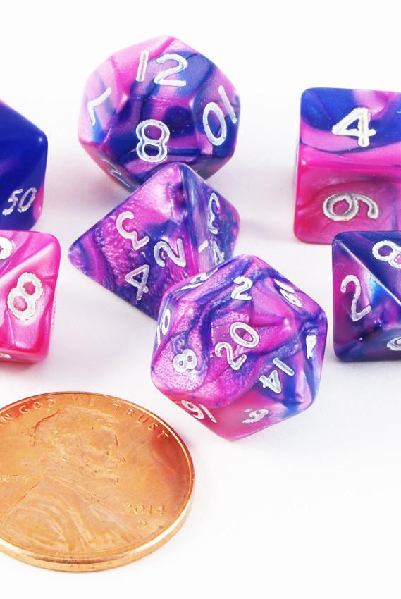 mini toxic dice pink blue
