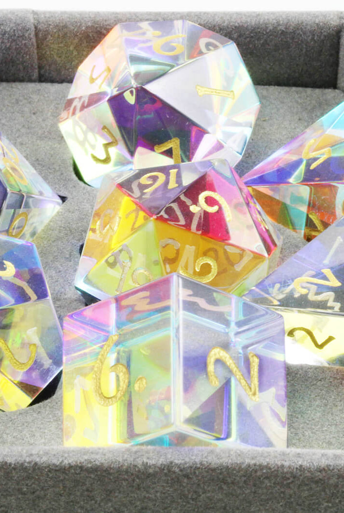 Dichroic Glass Dice Rainbow