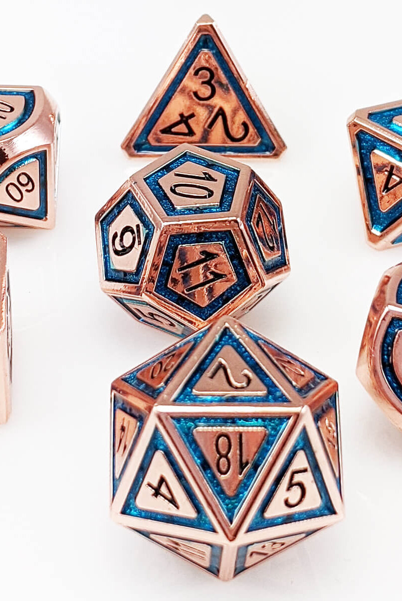 Metal Dice Assassin Copper and Teal