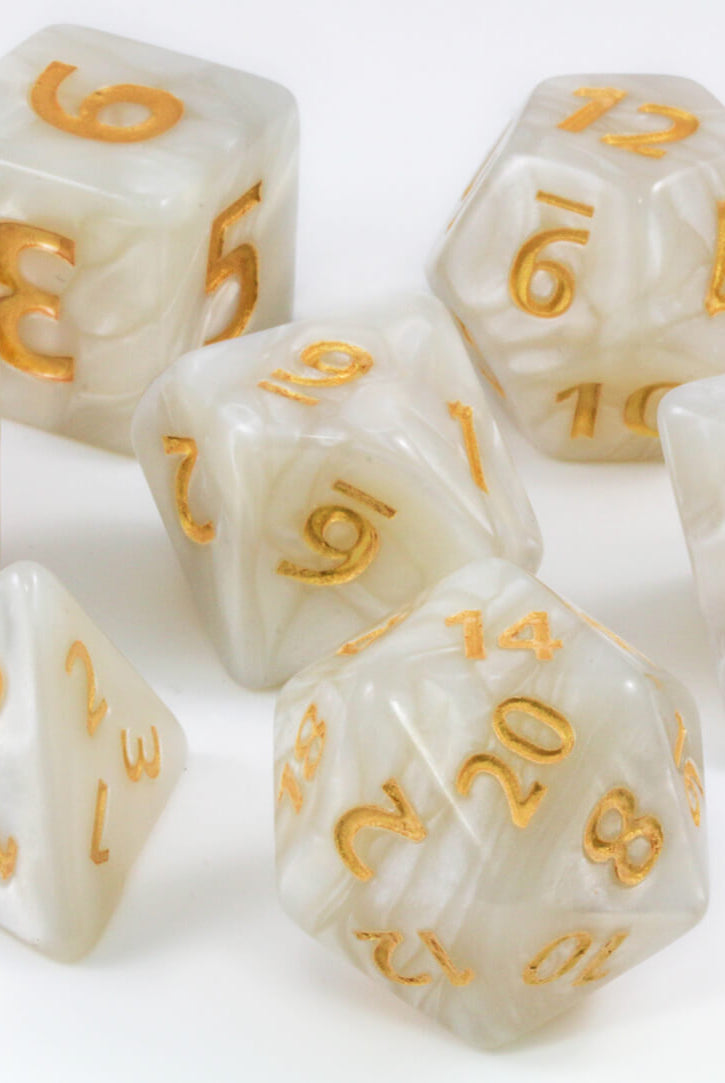 Giant RPG dice Pearl White