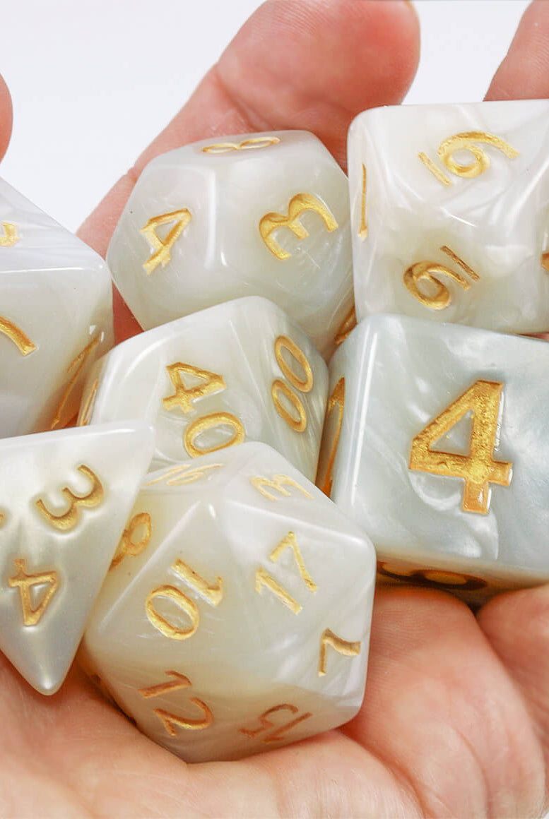 Giant D&D dice Pearl White