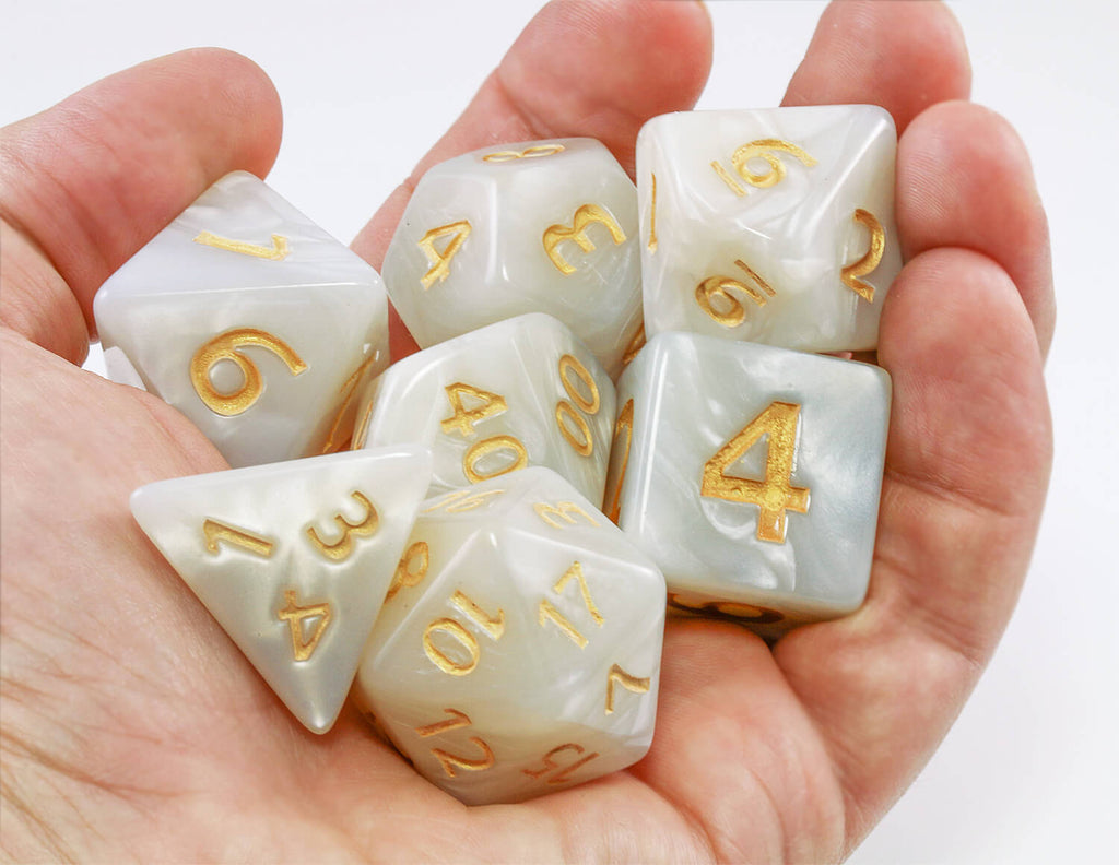 Giant D&D dice Pearl White