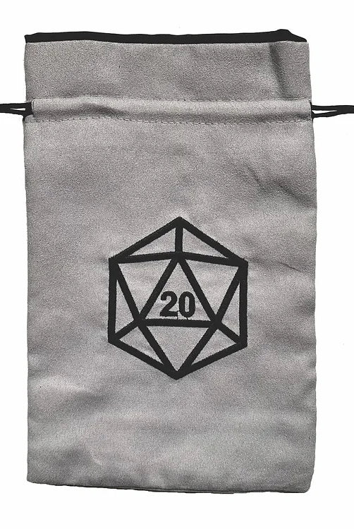 Gray d20 dice bag