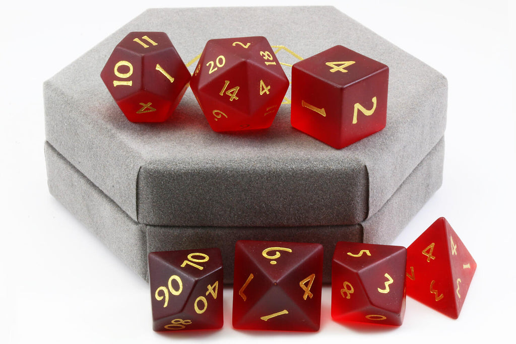 Frosted Red D&D Dice 3