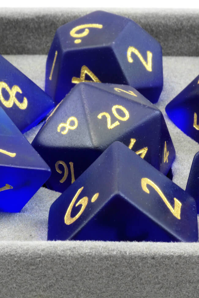 Blue frosted ttrpg dice