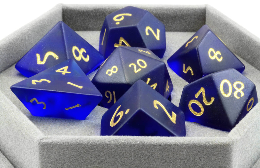 Blue frosted ttrpg dice
