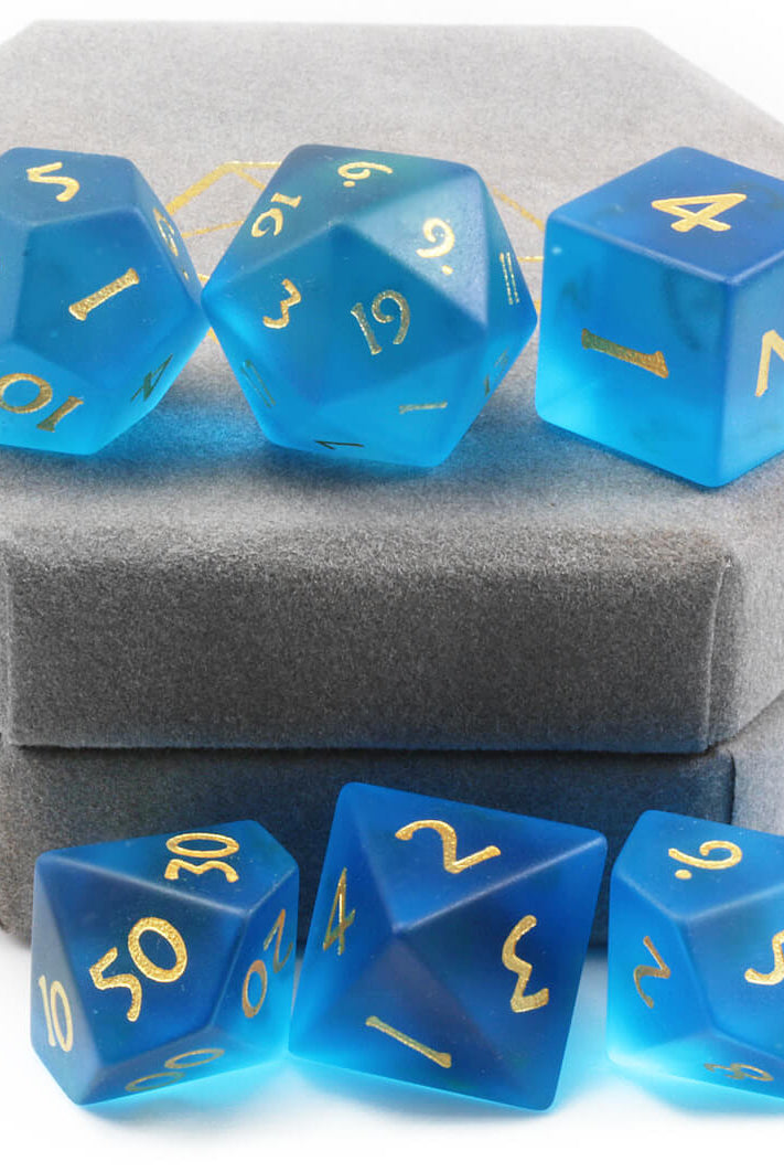 Frosted Blue Glass Dice 3