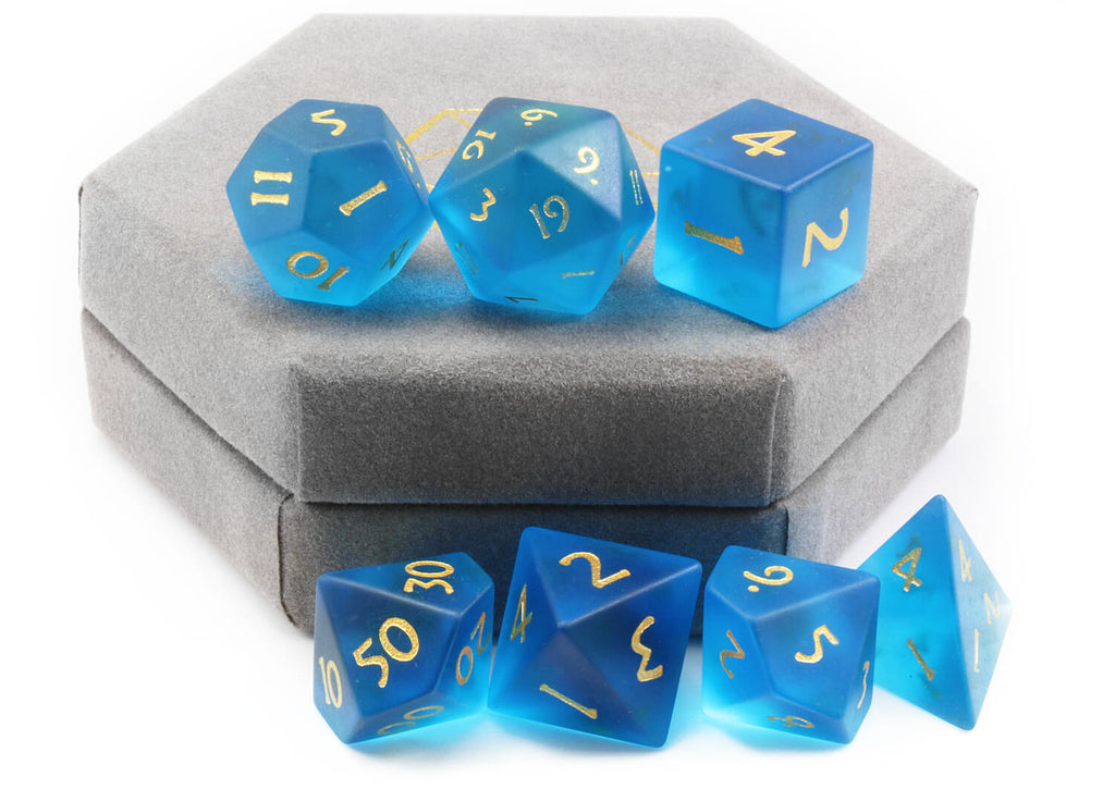 Frosted Blue Glass Dice 3