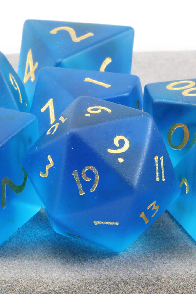 Frosted Blue Glass Dice 2