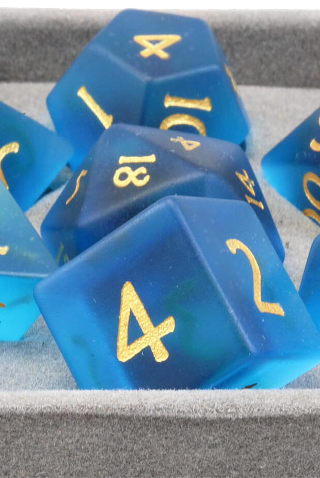 Frosted Blue Glass Dice
