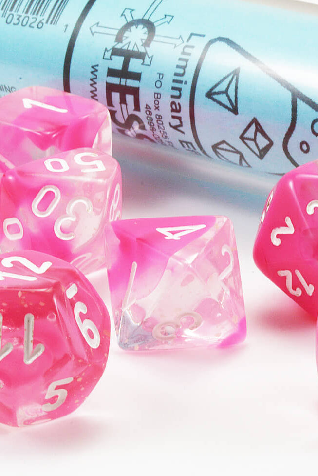 Chessex Lab Dice Series IV Gemini Clear Pink