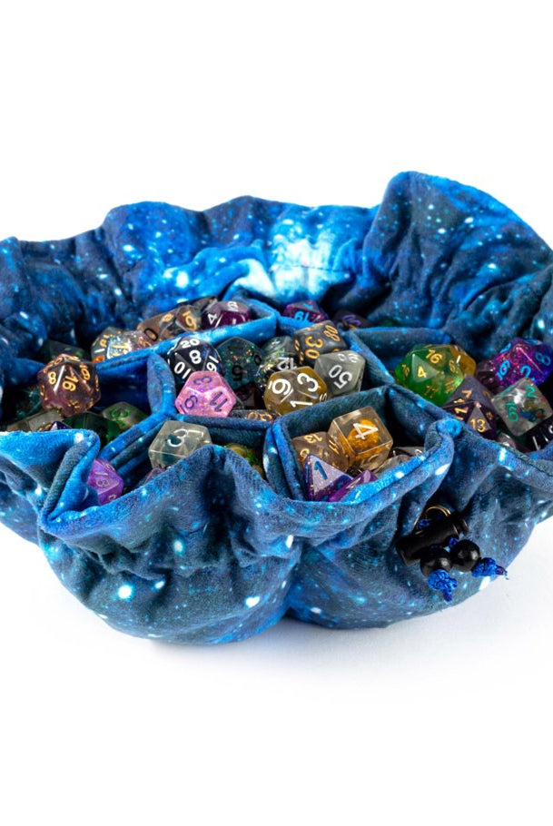 Blue DnD Dice Bag with Compartment Pockets