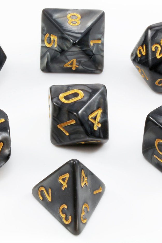D&D Dice Pearl Black Gold