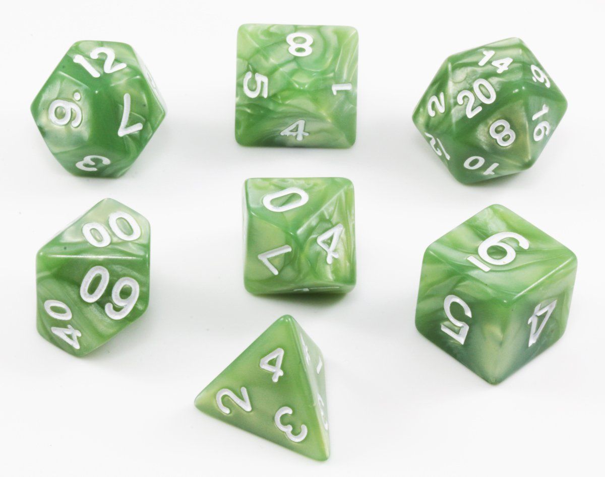 Set Di Dadi RPG 7 Pezzi Swirled Two Tone Verde - Dadi Set Di Dadi RPG 7 Pezzi Swirled Two Tone Verde - Dadi