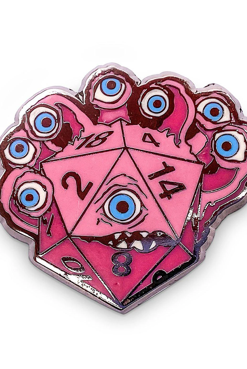Eye Tyrant Pink D20 Pin