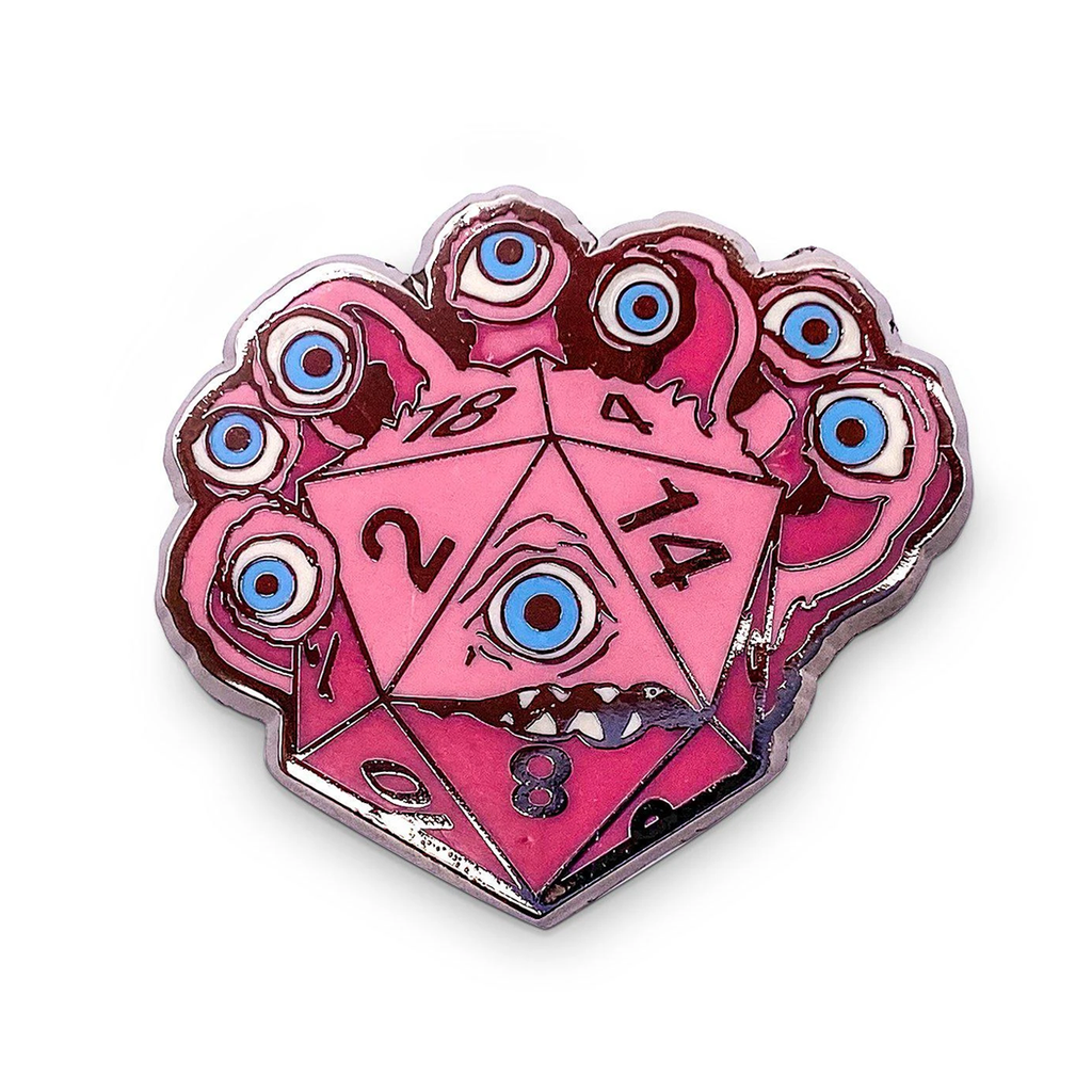 Eye Tyrant Pink D20 Pin
