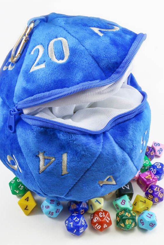 Plush d20 dice bag blue