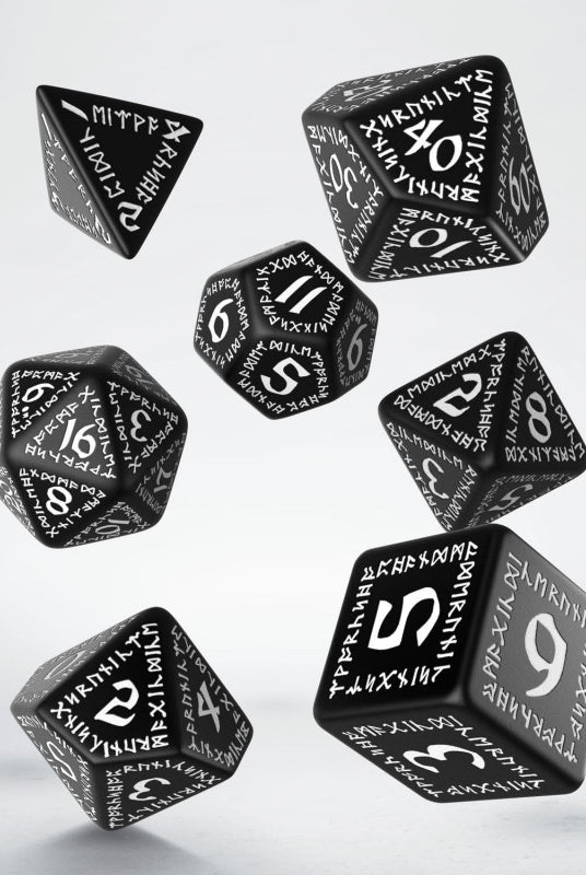 Runic Dice blac k and white by Q-Workshop