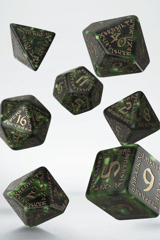 Runic Dice Bottle Green Gold