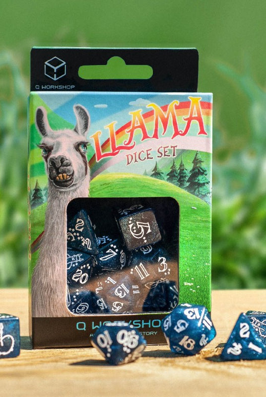 Llama dice glitter dark blue white 3