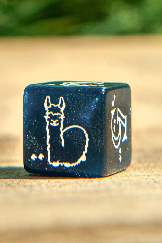 Llama dice glitter dark blue white 4
