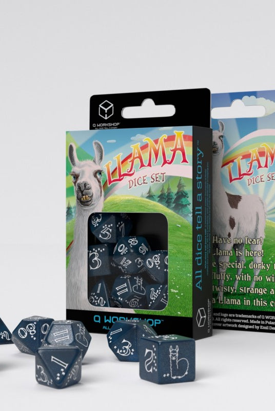 Llama dice glitter dark blue white 2