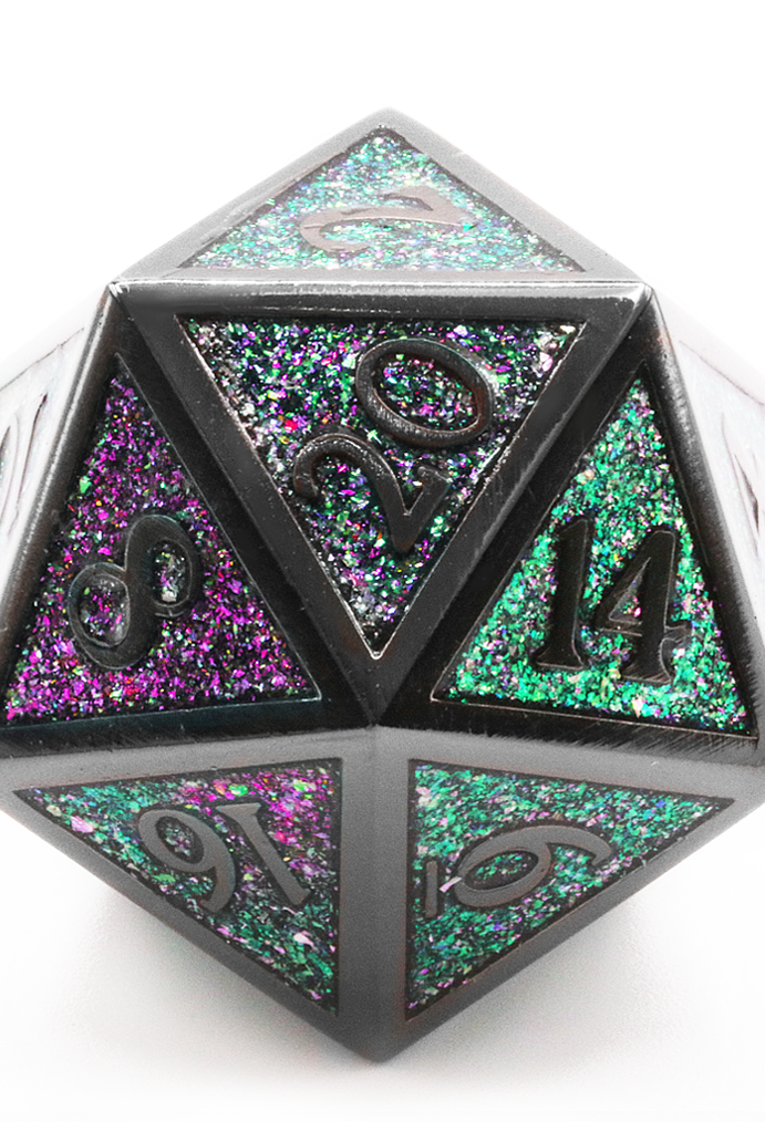 The Heretic Giant Metal D20 by Dark Elf Dice