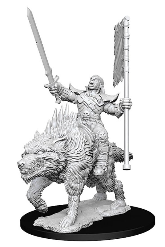 D&D Orc on Dire Wolf Miniature