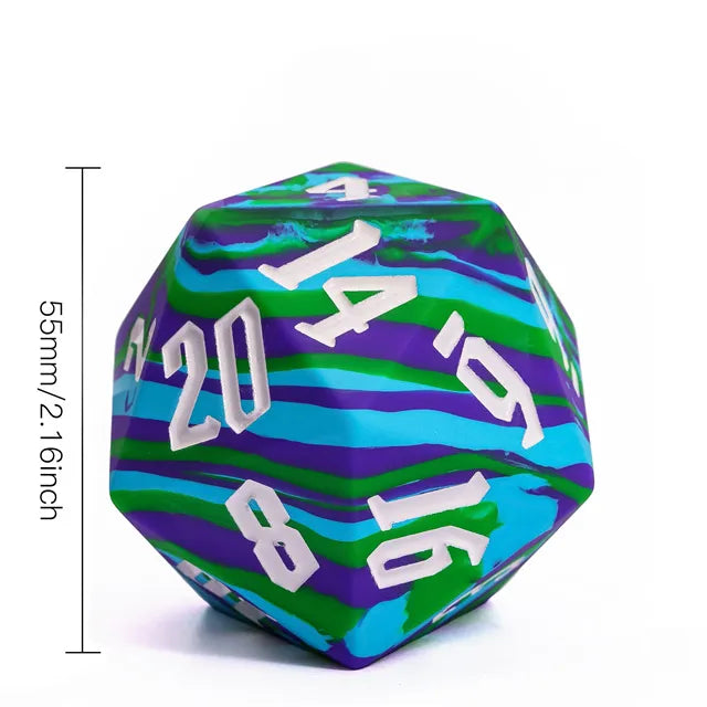 55mm purple surge d20 dice made from silicone rubbber