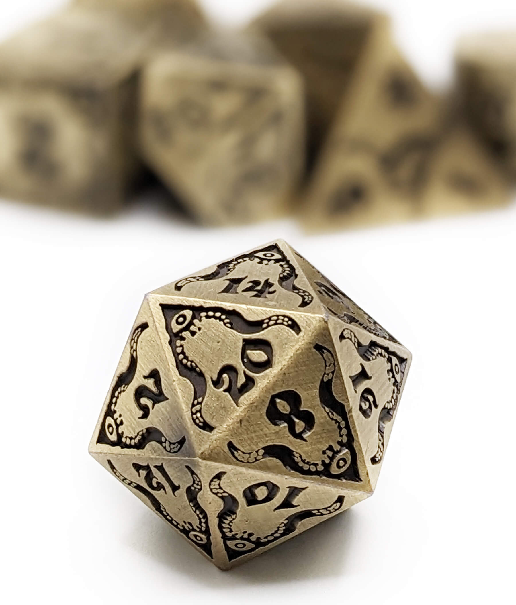 7 Die Metal Polyhedral Dice Set DND Shiny Gold and Blue Enamel Role 7 Die Metal Polyhedral Dice Set DND Shiny Gold and Blue Enamel Role