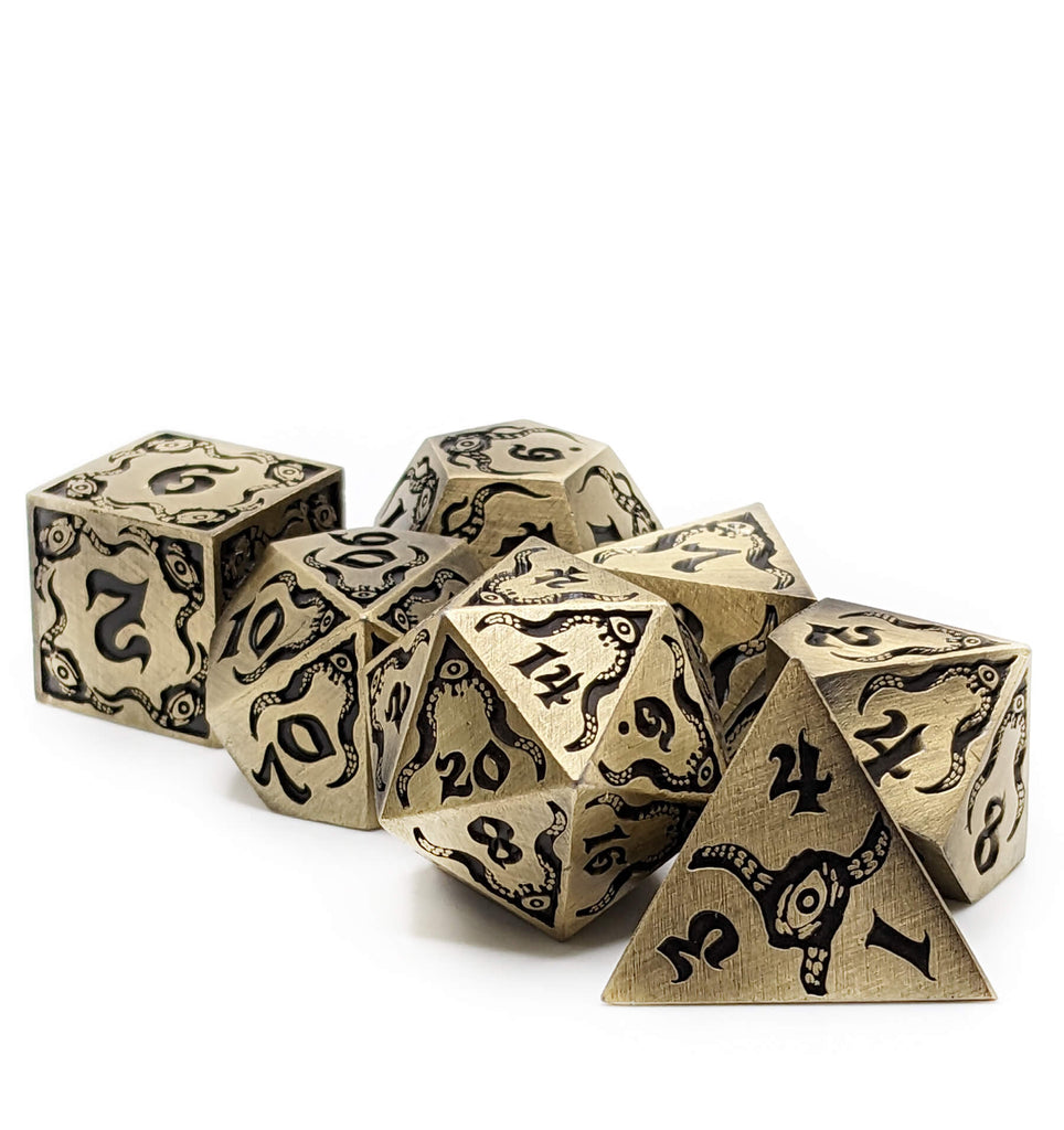 Metal cthulhu game dice for dnd and ttrpg games