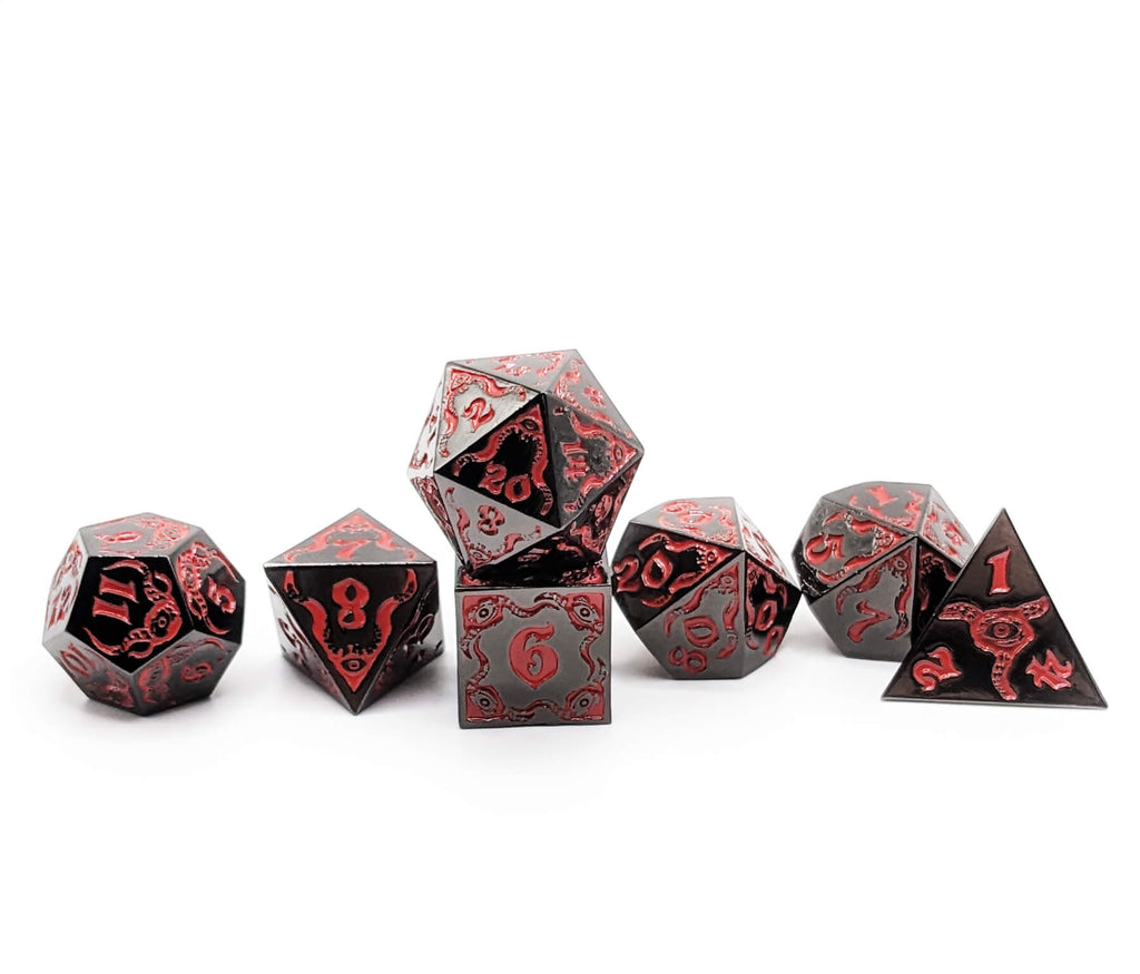 Cthulhu Metal Dice Black and Red for ttrpg games