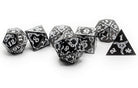 Metal Cthulhu dice in black and white