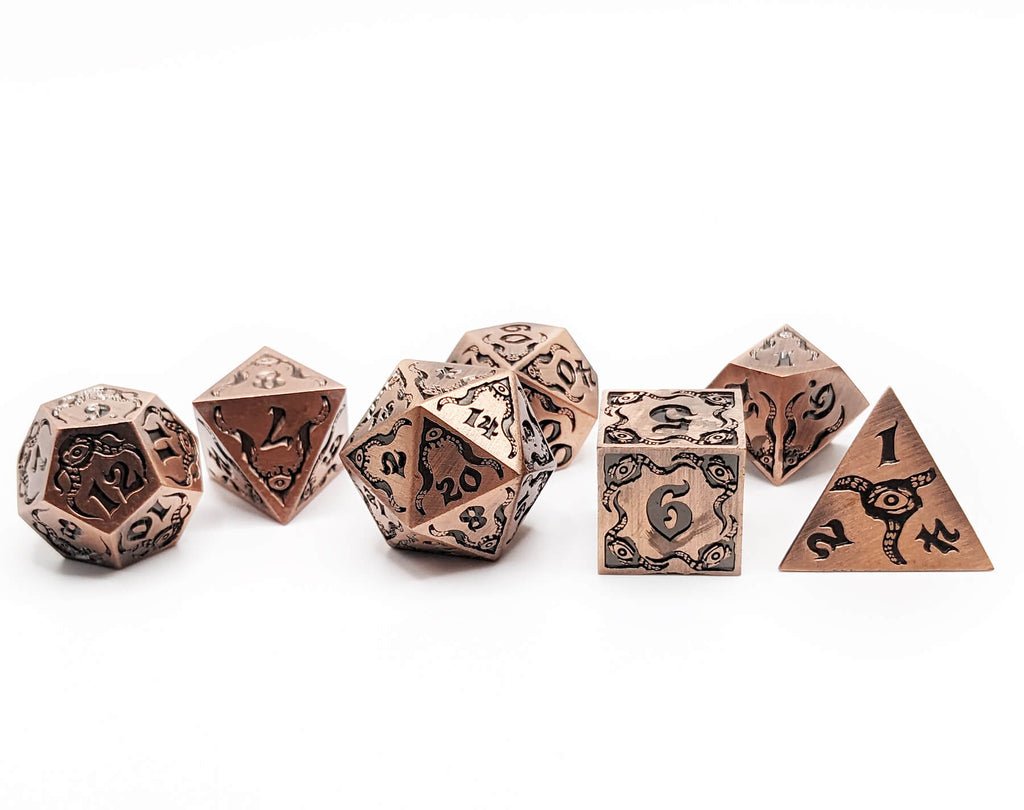 Cthulhu metal game dice antique copper set