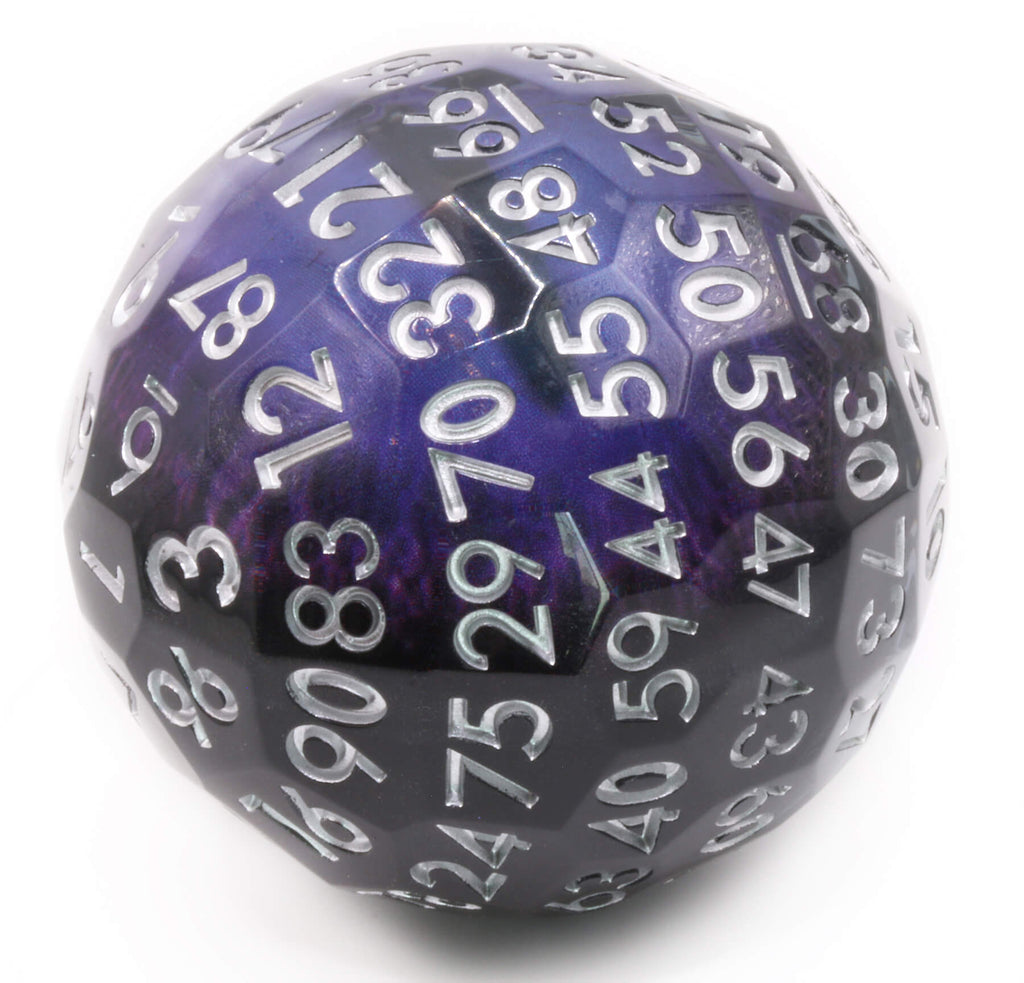 Dark Purple d100 floating eye dice at Dark Elf Dice