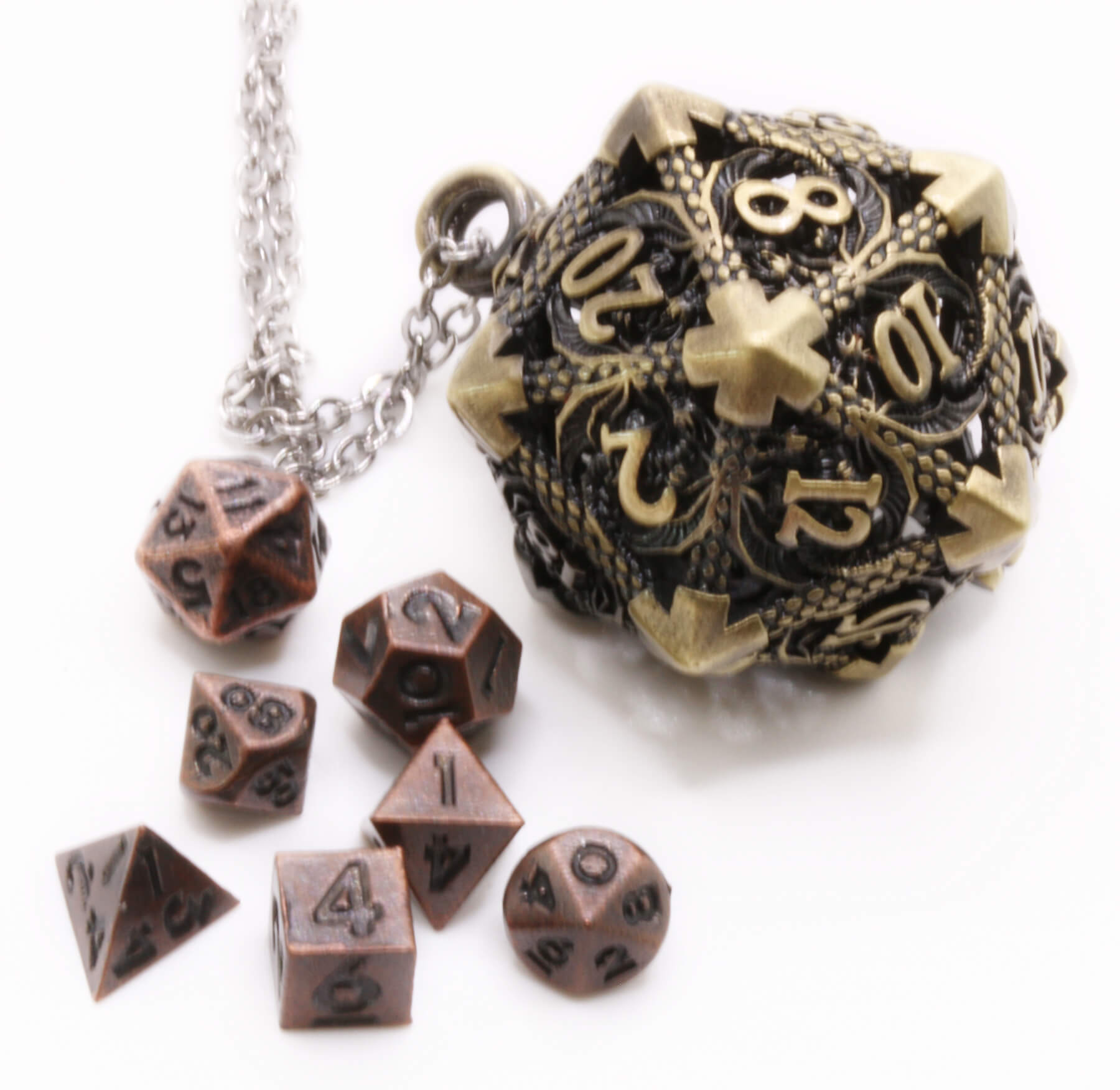 D20 Metal Mini dice necklace in gold