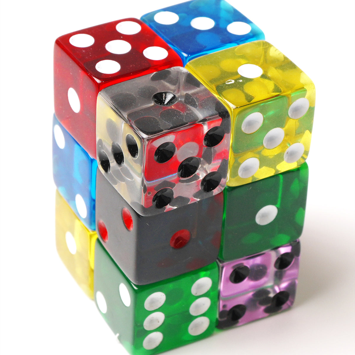 Transparent Dice (Rainbow Assortment) | 12 x D6 Dice Set – Dark Elf Dice
