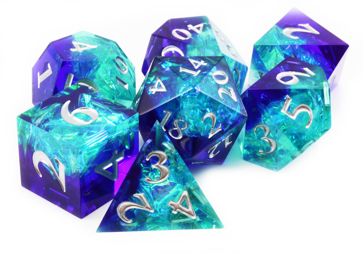 Sharp Edge Dice Teal Purple